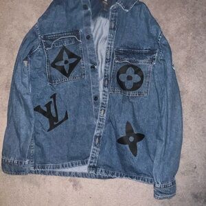 Custom Denim Jacket with Black Logo Accents